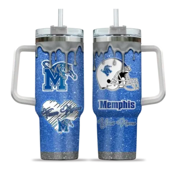 personalized memphis tigers heart helmet motif blue curved tumbler best selling.webp
