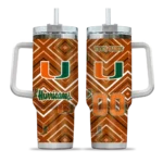 personalized miami hurricanes bold diamonds orange curved tumbler best selling.webp