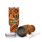 personalized miami hurricanes bold diamonds orange curved tumbler best selling.webp