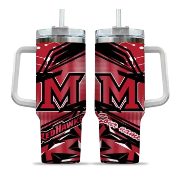 personalized miami redhawks abstract paths red curved tumbler best selling.webp