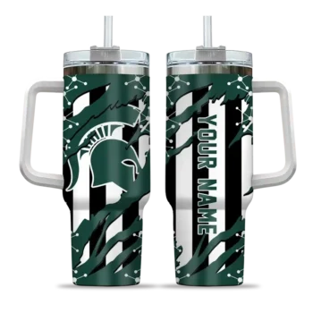 personalized michigan state spartans claw cut green black curved tumbler best selling.webp