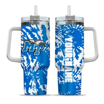 personalized middle tennessee blue raiders burst swirl blue curved tumbler best selling.webp