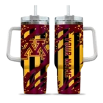 personalized minnesota golden gophers claw cut maroon black curved tumbler best selling.webp