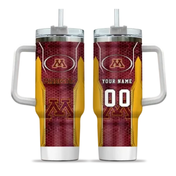 personalized minnesota golden gophers hexagon armor maroon curved tumbler best selling.webp