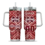 personalized mississippi state bulldogs bold diamonds maroon curved tumbler best selling.webp