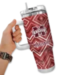personalized mississippi state bulldogs bold diamonds maroon curved tumbler best selling.webp