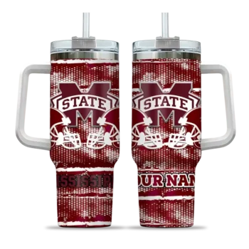 personalized mississippi state bulldogs honey streaks maroon curved tumbler best selling.webp