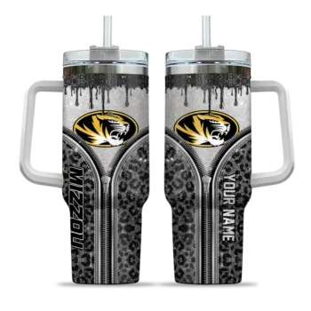 personalized missouri tigers leopard zipper black curved tumbler best selling.webp