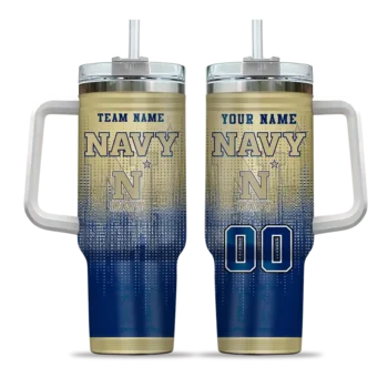 personalized navy midshipmen gradient dots blue curved tumbler best selling.webp
