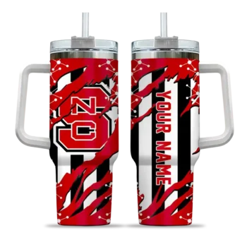 personalized nc state wolfpack claw cut red black curved tumbler best selling.webp