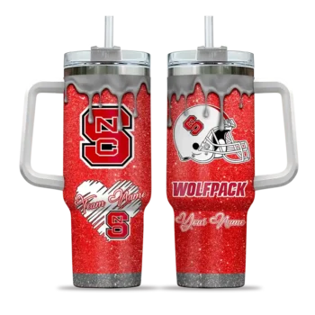 personalized nc state wolfpack heart helmet motif red curved tumbler best selling.webp