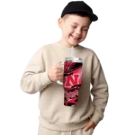 personalized nebraska cornhuskers abstract paths red curved tumbler best selling.webp