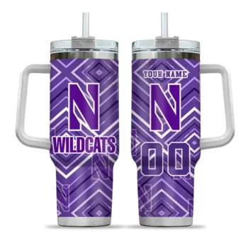 personalized northwestern wildcats bold diamonds purple curved tumbler best selling.webp