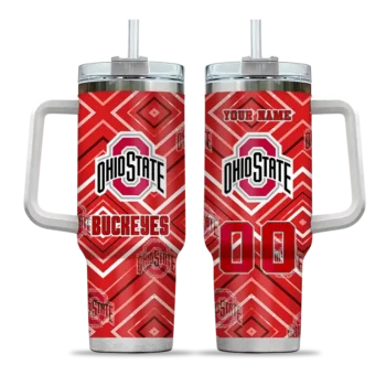 personalized ohio state buckeyes bold diamonds scarlet curved tumbler best selling.webp