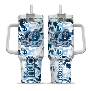 personalized old dominion monarchs camo mashup blue white curved tumbler best selling.webp