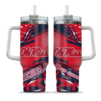 personalized ole miss rebels abstract paths red curved tumbler best selling.webp