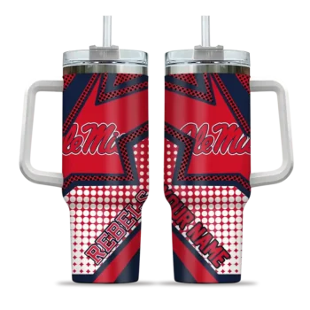 personalized ole miss rebels arrow burst red curved tumbler best selling.webp