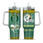 personalized oregon ducks heart helmet motif green curved tumbler best selling.webp