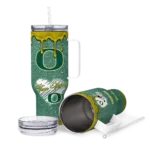 personalized oregon ducks heart helmet motif green curved tumbler best selling.webp