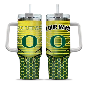 personalized oregon ducks hex texture green curved tumbler best selling.webp