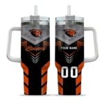 personalized oregon state beavers arrow armor orange black curved tumbler best selling.webp