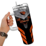personalized oregon state beavers arrow armor orange black curved tumbler best selling.webp