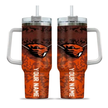 personalized oregon state beavers chevron stripe orange curved tumbler best selling.webp