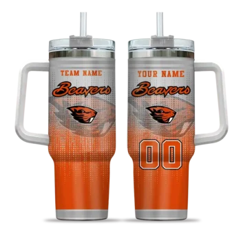 personalized oregon state beavers gradient dots orange curved tumbler best selling.webp