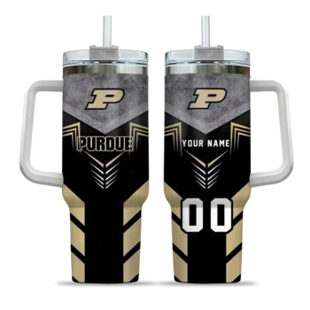 personalized purdue boilermakers arrow armor gold black curved tumbler best selling.webp