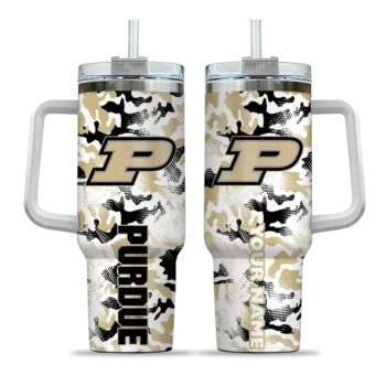 personalized purdue boilermakers camo mashup gold white curved tumbler best selling.webp