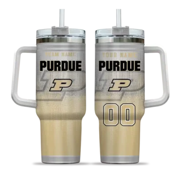 personalized purdue boilermakers gradient dots gold curved tumbler best selling.webp