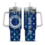 personalized rice owls bullseye drips navy blue curved tumbler best selling.webp