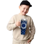 personalized rice owls bullseye drips navy blue curved tumbler best selling.webp