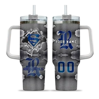 personalized rice owls superman shield navy blue gray curved tumbler best selling.webp
