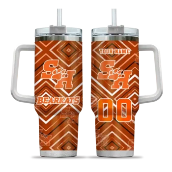 personalized sam houston bearkats bold diamonds orange curved tumbler best selling.webp