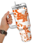 personalized sam houston bearkats camo mashup orange white curved tumbler best selling.webp