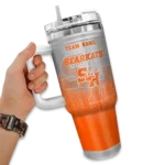 personalized sam houston bearkats gradient dots orange curved tumbler best selling.webp