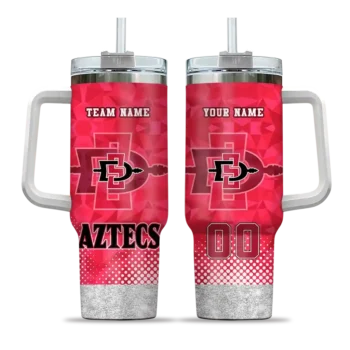 personalized san diego state aztecs geometric prism red curved tumbler best selling.webp