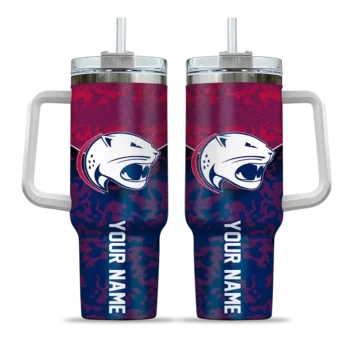 personalized south alabama jaguars chevron stripe blue curved tumbler best selling.webp