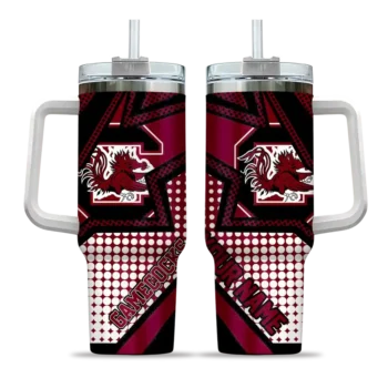 personalized south carolina gamecocks arrow burst garnet curved tumbler best selling.webp