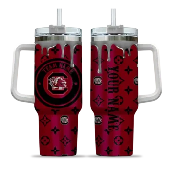 personalized south carolina gamecocks bullseye drips garnet curved tumbler best selling.webp