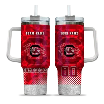 personalized south carolina gamecocks geometric prism garnet curved tumbler best selling.webp