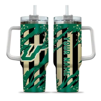 personalized south florida bulls claw cut green black curved tumbler best selling.webp
