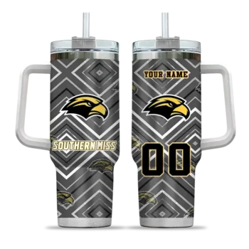 personalized southern miss golden eagles bold diamonds black curved tumbler best selling.webp