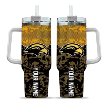 personalized southern miss golden eagles chevron stripe black curved tumbler best selling.webp