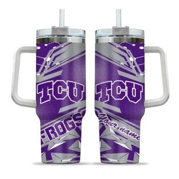 personalized tcu horned frogs abstract paths purple curved tumbler best selling.webp