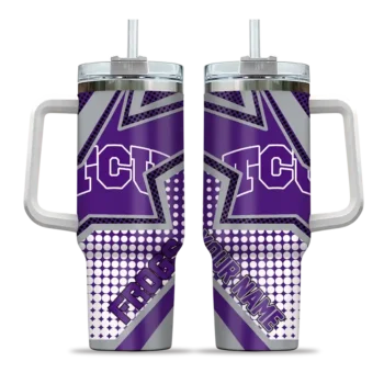 personalized tcu horned frogs arrow burst purple curved tumbler best selling.webp