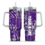 personalized tcu horned frogs burst swirl purple curved tumbler best selling.webp
