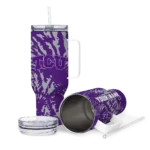 personalized tcu horned frogs burst swirl purple curved tumbler best selling.webp