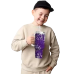 personalized tcu horned frogs burst swirl purple curved tumbler best selling.webp